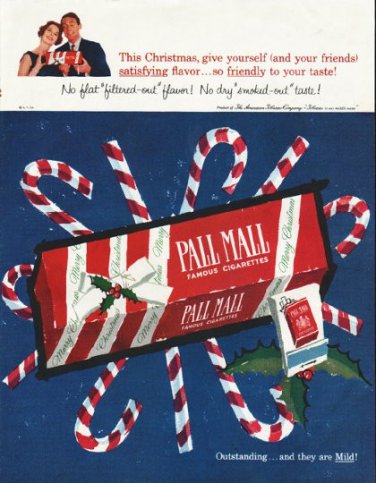 1958 Pall Mall Cigarettes Ad "This Christmas"