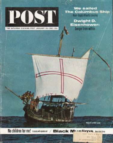 1963 Saturday Evening Post Cover Page "Columbus Ship" ~ January 26, 1963
