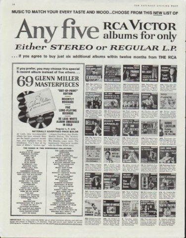 1961 RCA Victor Ad "Any five"