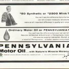 1961 Pennsylvania Motor Oil Ad "Synthetic"