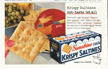 1956 Krispy Saltines Ad "out-taste"