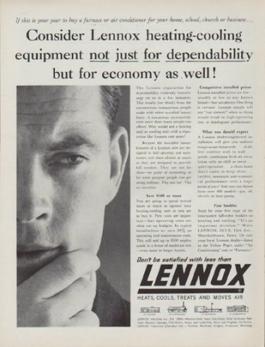1962 Lennox Ad "Consider Lennox"