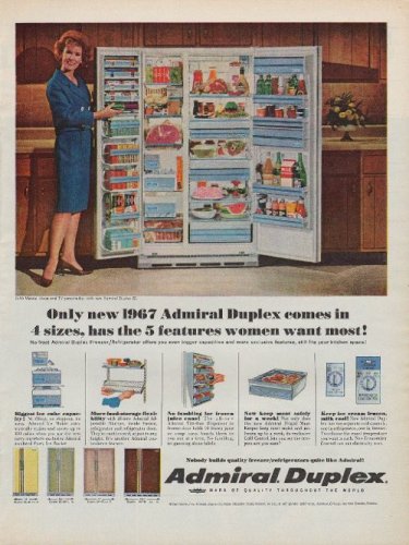 1967 Admiral Refrigerator Ad "5 Features"