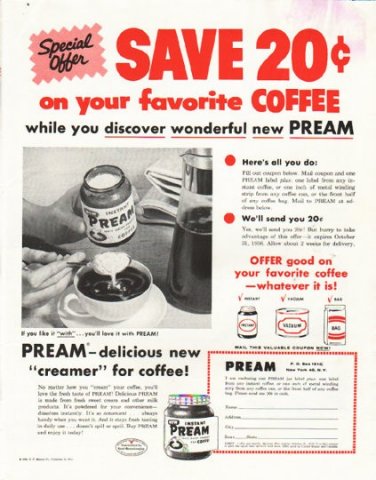 1956 Pream Ad "Special Offer"