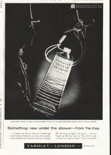 1956 Yardley Ad "Shower Shampoo"