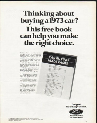 1972 Ford Ad "free book" ~ (model year 1973)