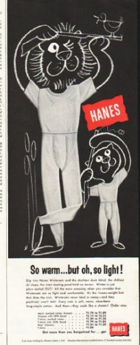 1956 Hanes Ad "So warm"