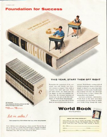 1956 World Book Encyclopedia Ad "Foundation for Success"