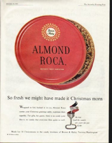 1961 Almond Roca Ad "So fresh"