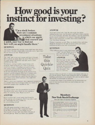 1968 New York Stock Exchange Ad "How good is your instinct"
