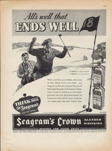 1937 Seagram's Crown Whiskey Ad "All's Well"