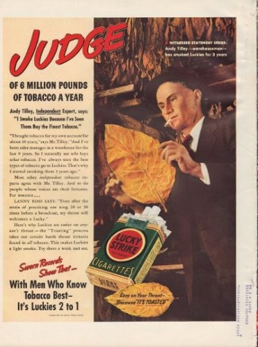 1938 Lucky Strike Cigarettes Ad "Andy Tilley"
