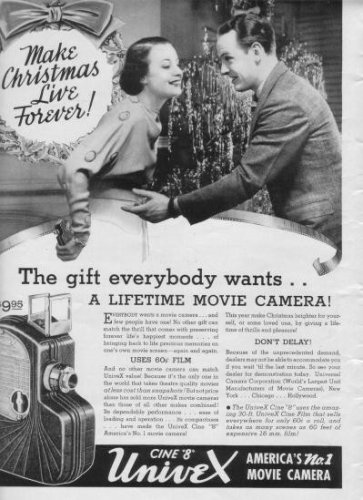 1937 Univex Movie Camera Ad "Make Christmas"