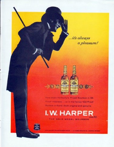 1962 I.W. Harper Bourbon Whiskey Ad "always a pleasure"
