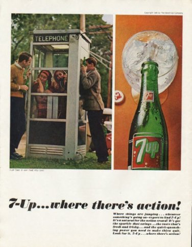 1965 7-Up Ad "where there's action"