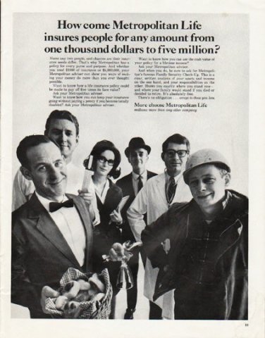 1965 Metropolitan Life Ad "any amount"