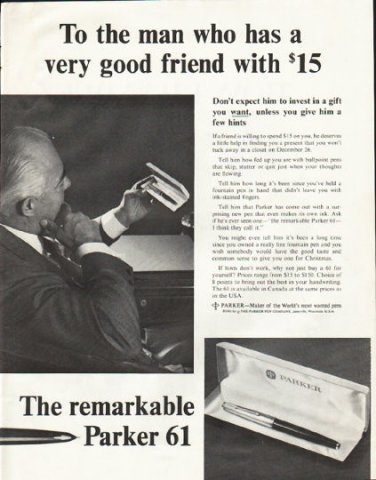 1961 Parker Pen Ad "very good friend"