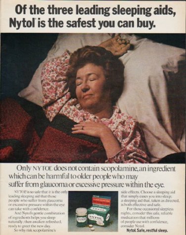 1972 Nytol Ad "three leading sleep aids"