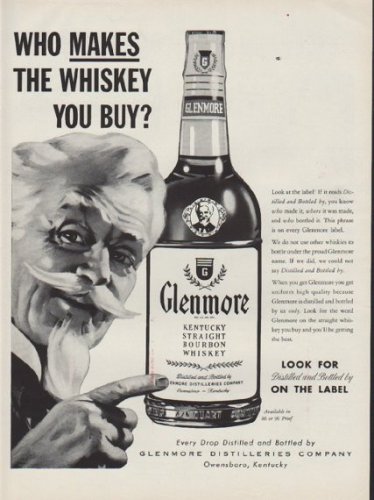 1954 Glenmore Whiskey Ad "Who Makes The Whiskey"