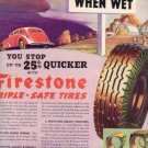 1937 Firestone Tires Ad "Slippery When Wet"