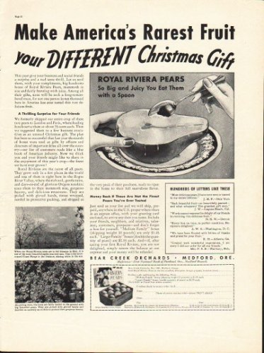 1937 Bear Creek Orchards Ad "Rarest Fruit"