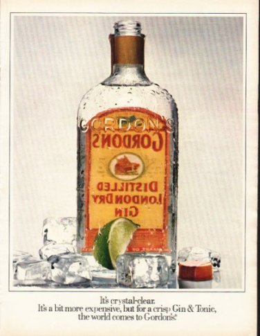 1980 Gordon's Gin Ad "crystal-clear"