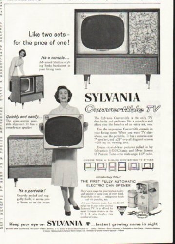 1958 Sylvania TV Ad "Like two sets"