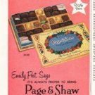 1956 Page & Shaw Ad "Emily Post Says"