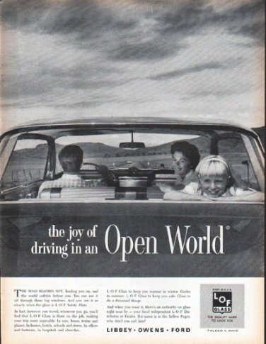 1961 Libbey Owens Ford Glass Ad "Open World"