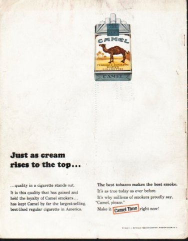 1964 Camel Cigarettes Ad "Just as cream rises"