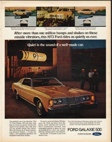 1973 Ford Galaxie Ad "Quiet is the sound" ~ (model year 1973)