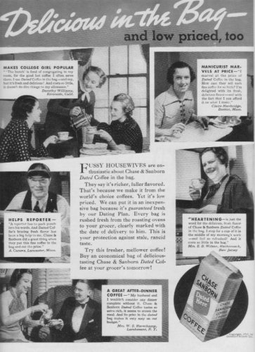 1937 Chase & Sanborn Coffee Ad "Delicious"