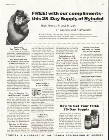 1956 Rybutol Ad "25-Day Supply"