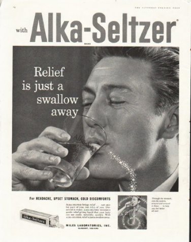 1958 Alka-Seltzer Ad "swallow away"