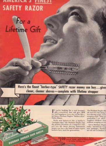 1937 Durham Razor Ad "Finest Safety Razor"