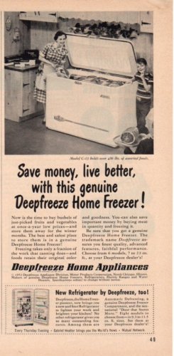 1953 Deepfreeze Home Freezer Ad "Save Money"