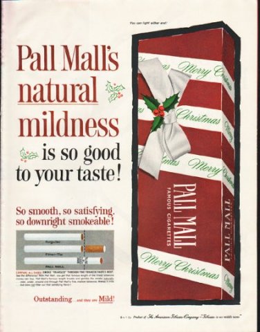 1961 Pall Mall Cigarettes Ad "natural mildness"