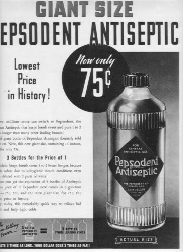 1937 Pepsodent Antiseptic Ad "Giant Size"