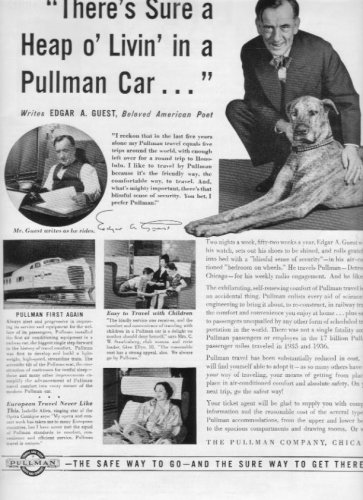 1937 Pullman Company Train Cars Ad "Heap O' Livin'"