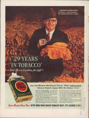 1938 Lucky Strike Cigarettes Ad "Lee Moore"