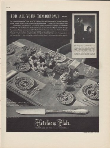1937 Heirloom Plate Silver Ad "For All Your Tomorrows"