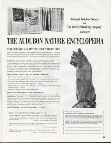 1965 The Audubon Nature Encyclopedia Ad "get the first volume free"