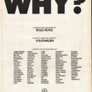 1972 Volkswagen Ad "Why?"