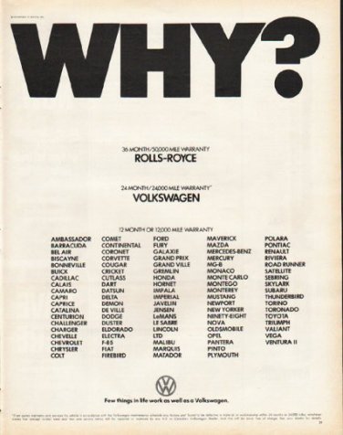 1972 Volkswagen Ad "Why?"