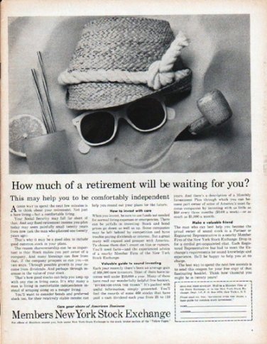 1961 Members New York Stock Exchange Ad "retirement"