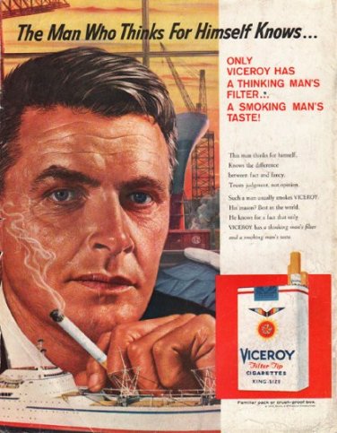 1958 Viceroy Cigarettes Ad "The Man Who Thinks"