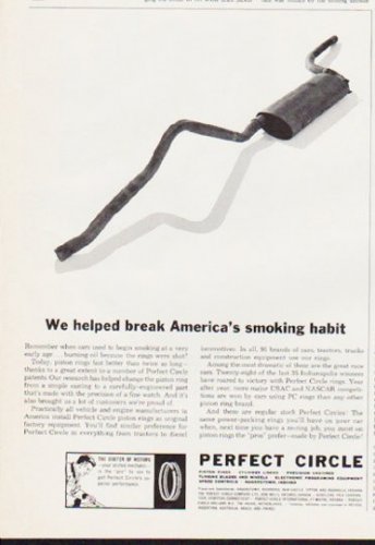 1963 Perfect Circle Piston Rings Ad "smoking habit"