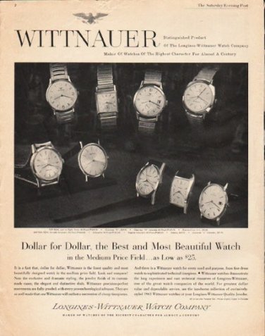 1963 Longines-Wittnauer Watch Ad "Dollar for Dollar"