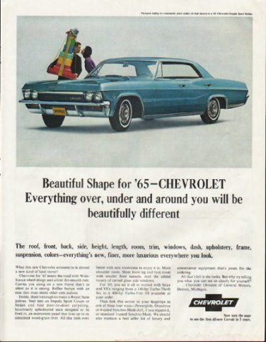 1965 Chevrolet Impala Ad "Beautiful Shape" ~ (model year 1965)