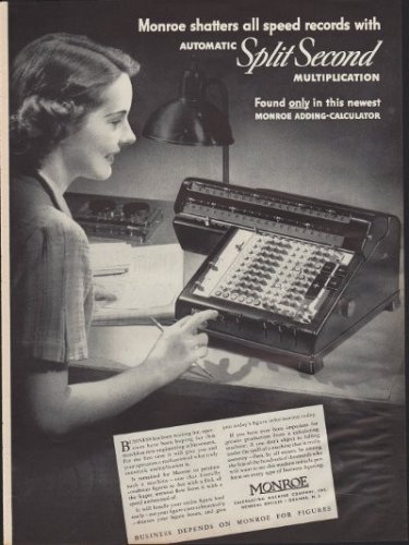 1938 Monroe Adding-Calculator Ad "Speed Records"